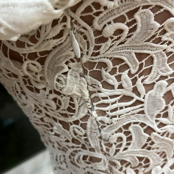 VGUC The Jetset Diaries Samba dress white lace long sleeve fit &flare scoop back - Picture 10 of 12